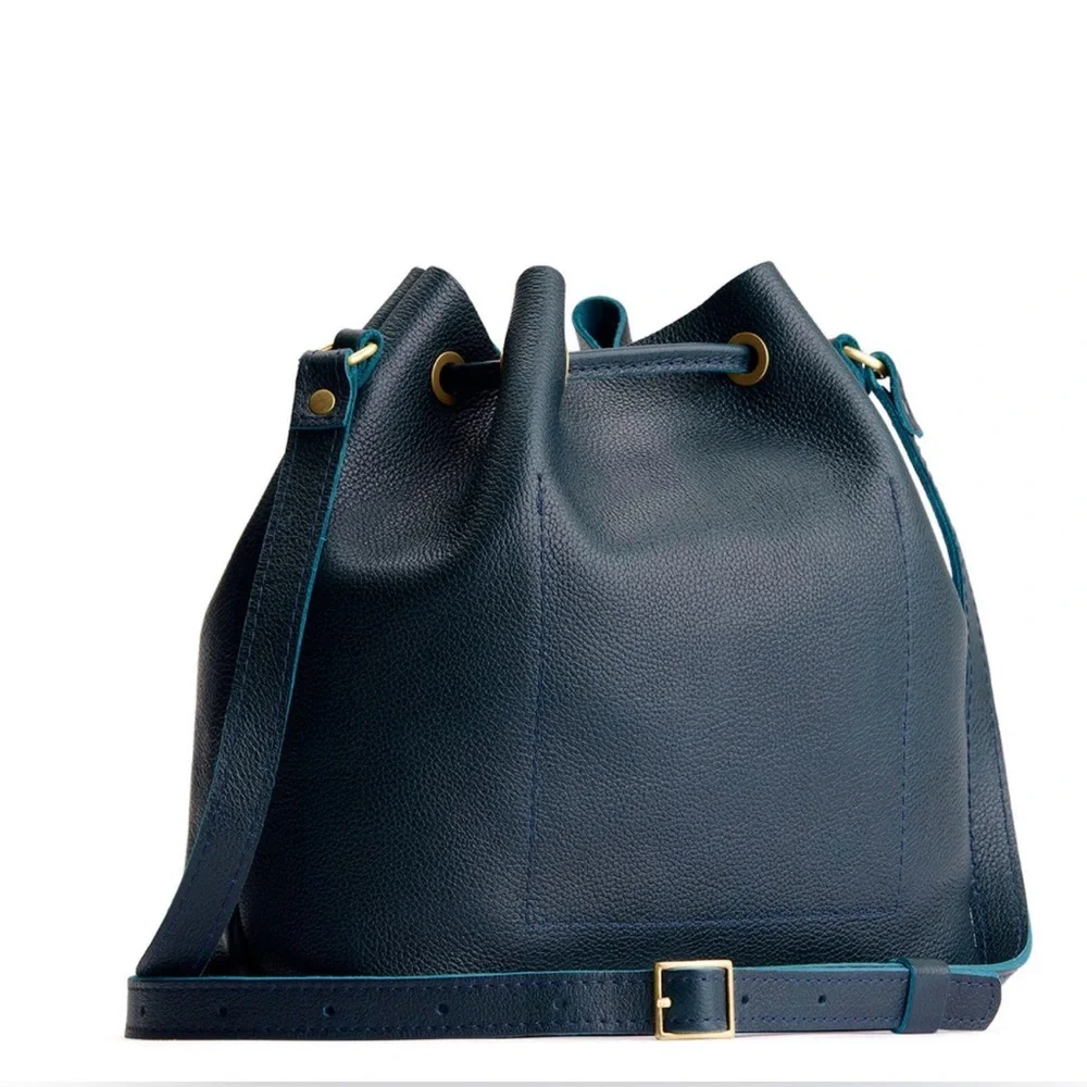 🆕 Portland Leather Goods LARGE Bucket Bag in BOREAL! 💚💙 - Picture 5 of 13